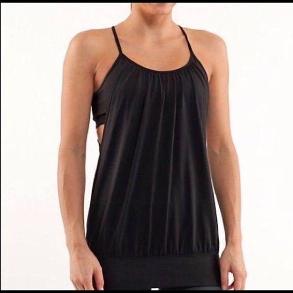 Lululemon black racer back top with bra - Picture 5 of 8